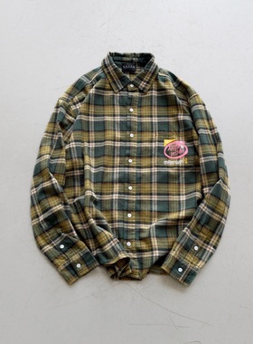 False Perception 恶魔英特尔涂鸦水洗格子衬衫