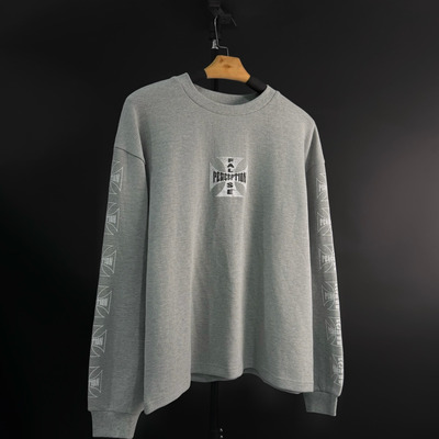 串标裂纹十字华夫格水洗长袖