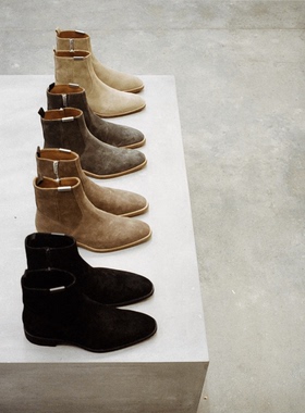Represent20FW新款拉链绒面切尔西靴  意大利手工 金属LOGO 高街