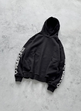 Askyurself x KD 联名款 浮雕梵文Logo连帽卫衣 黑色