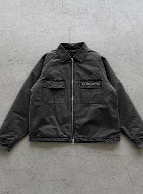 False Perception 警员水洗做旧内里夹棉拉链夹克