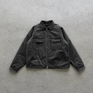 False 警员水洗做旧内里夹棉拉链夹克 Perception