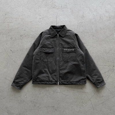 警员水洗做旧内里夹棉拉链夹克