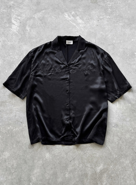 Askyurself 丝质签字短袖衬衫 黑色