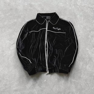 False Perception 加州条纹奢华丝绒夹克外套黑色