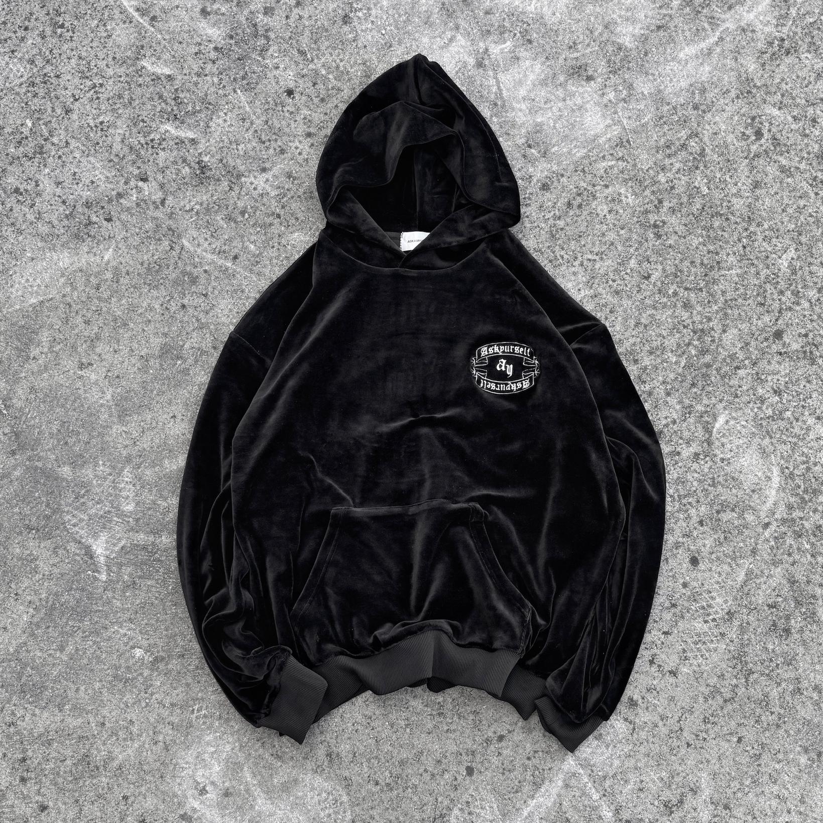 双卷轴刺绣美式宽松丝绒