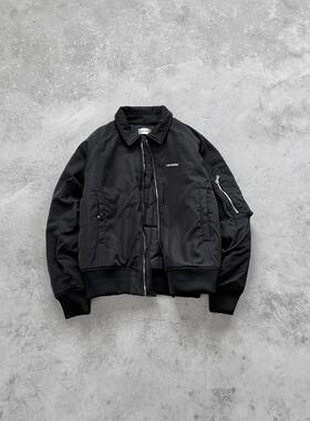 Askyurself 战术口袋翻领长袖夹克外套黑色