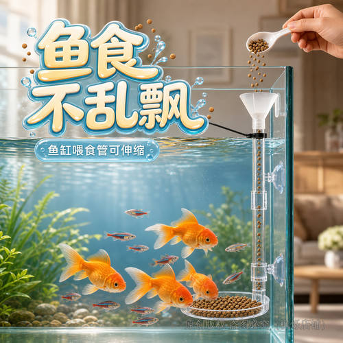 鱼缸可伸缩喂食管漂浮投食圈
