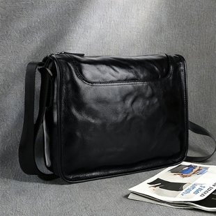 BALIDIYA真皮包男单肩包植鞣牛皮斜挎包休闲轻奢高级大容量邮差包
