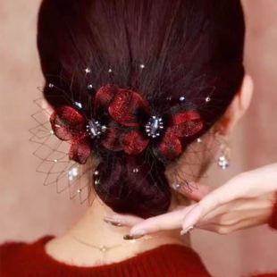 过年喜婆婆发夹后脑勺马尾弹簧夹旗袍发卡半扎妈妈蝴蝶横夹头饰女