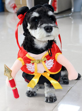 新款宠物哪吒衣服带头套猫咪狗狗万圣节搞怪变身装站立立体薄款