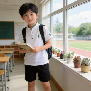 男童短袖T恤2026夏季薄款儿童立领Polo衫中大童洋气新款男孩夏装