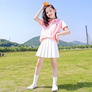 女童短袖T恤裙子套装2025新款夏季儿童百褶裙中大童洋气女孩夏装