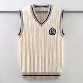 男童马甲秋冬款 中大童洋气学生纯棉背心坎肩潮 加绒加厚儿童针织衫