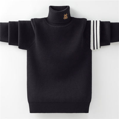 黑色一体绒打底衫秋冬儿童针织衫