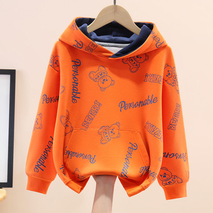 男童春装外套2025春秋薄款儿童上衣中大童洋气秋装连帽卫衣打底衫