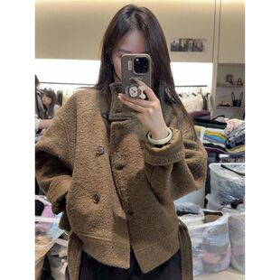 【冬风知味】韩系高级感气质立领呢子大衣女冬新款咖啡色毛呢外套