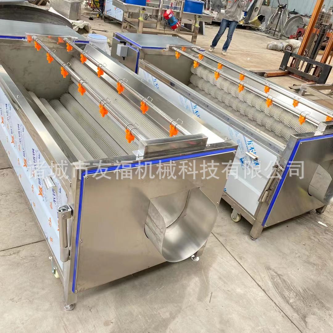 中型胡萝卜清洗去皮设备 根茎类蔬菜脱皮机 全自动毛辊去皮清洗机