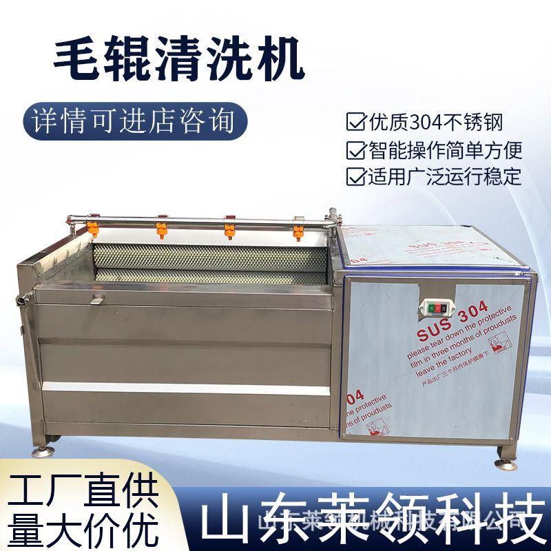 连续式萝卜洗菜机 魔芋清洗机毛辊清洗去皮机 贝壳类海鲜清洗机