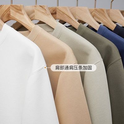 美式卫衣男士秋冬款加绒圆领卫衣长袖无帽2022冬季款衣服外套纯色