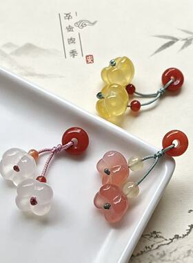 天然南红吊坠隔珠玛瑙桂花小提溜 手链手串配饰小挂件项链diy配件