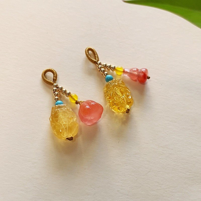 天然琥珀蜜蜡小提溜手作吊坠