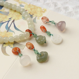 天然南红隔珠 和田玉吊坠玛瑙小提溜手链手串配饰挂件项链diy配件