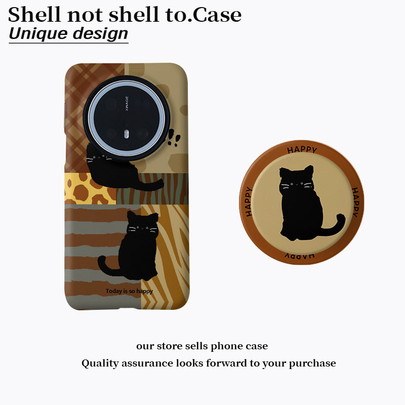 拼图豹纹黑猫磁吸菲林二合一适用华为M80pm小米17p手机壳vivox300卡通防摔保护套mate70可爱手机套