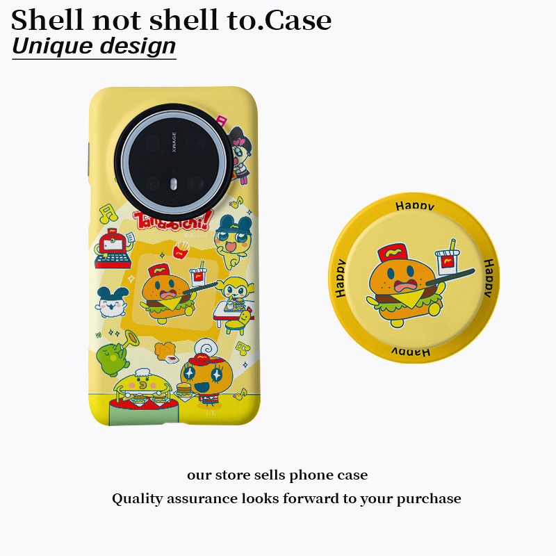 可爱卡通汉堡磁吸菲林二合一适用华为p80手机壳vivox300小米oppo拓麻歌子保护套15/14/13麦麦服务员汉堡