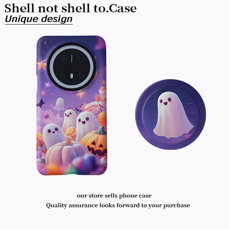 星空南瓜幽灵磁吸菲林二合一适用华为m70pro小米17手机壳vivox200卡通风万圣节个性保护套17紫色鬼魂鬼怪图案