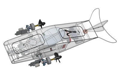 自制ROV遥控潜水艇gamma设计图纸 SolidWorks建模 附IGS STEP格式