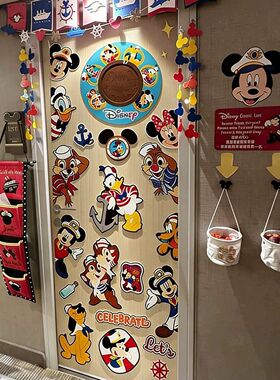迪士尼邮游轮磁吸铁门贴纸装饰画disney儿童房间氛围布置卡通冰箱