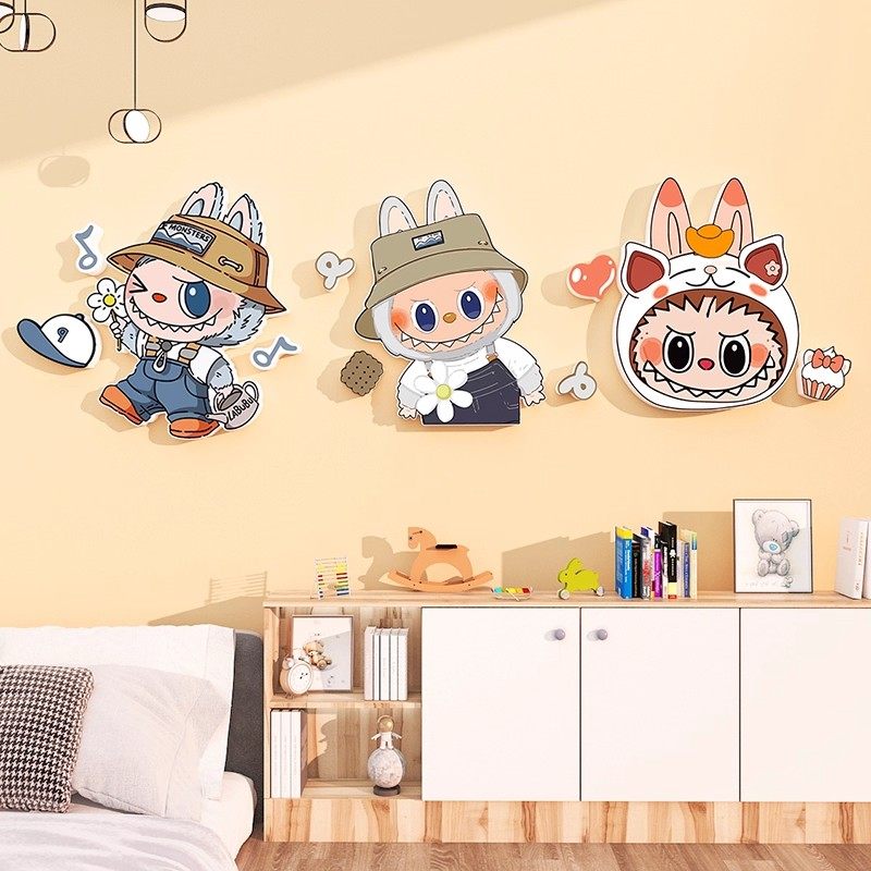 labubu拉布布主题生日海报墙贴儿童房间布置卧室床头墙面装饰门贴,家居饰品,软装墙贴,淘宝优惠券,粉丝福利购,淘宝优惠卷