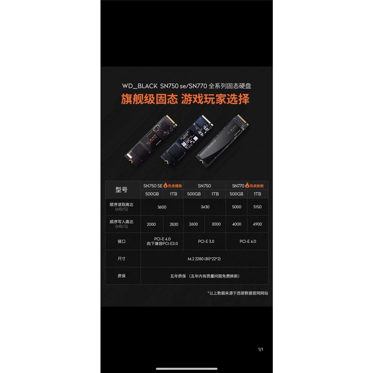 议价直拍不发：(议价)SN770 500G ,天猫店购入,关联PCIE4.0 50