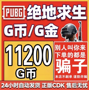 PUBG绝地求生11200G币 吃鸡游戏币商城充值点卷gb兑换码金币CDK
