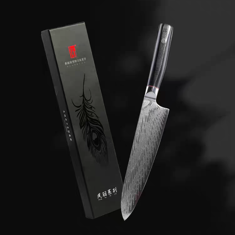 新疆包邮拓高端大马士革钢厨师刀三德刀小厨刀多用刀