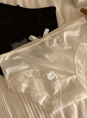 新款性感蕾丝中腰女士内裤纯欲缎面三角裤纯色舒适网纱内裤