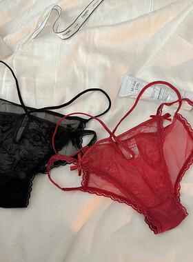 撩人于无形~2023年春季红色性感蕾丝低腰纯欲无痕透气内裤