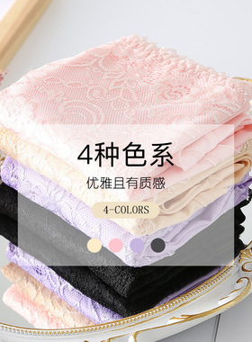 跨境原单大码女士内裤透气蕾丝边纯色三角裤高腰加肥加宽内裤