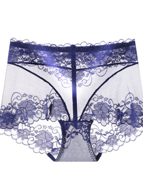 丝丝欲动~轻薄无痕镂空性感蕾丝内裤女性感收腹中腰三角裤不夹臀