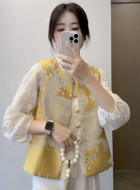 新中式国风刺绣马夹外套女款2025春季新款重工复古坎肩马甲衬衫潮