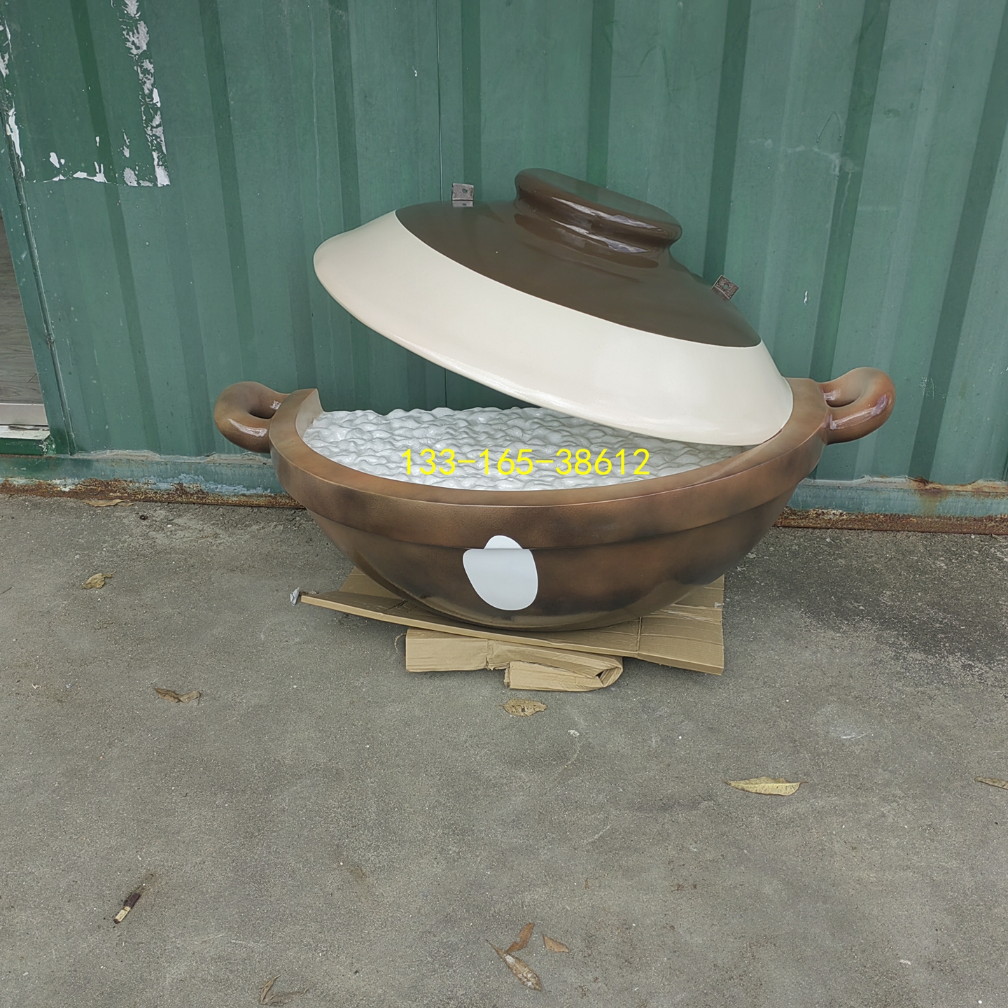 网红煲仔饭店招牌玻璃钢仿真砂锅模型雕塑定制餐厅形象卡通吉祥物