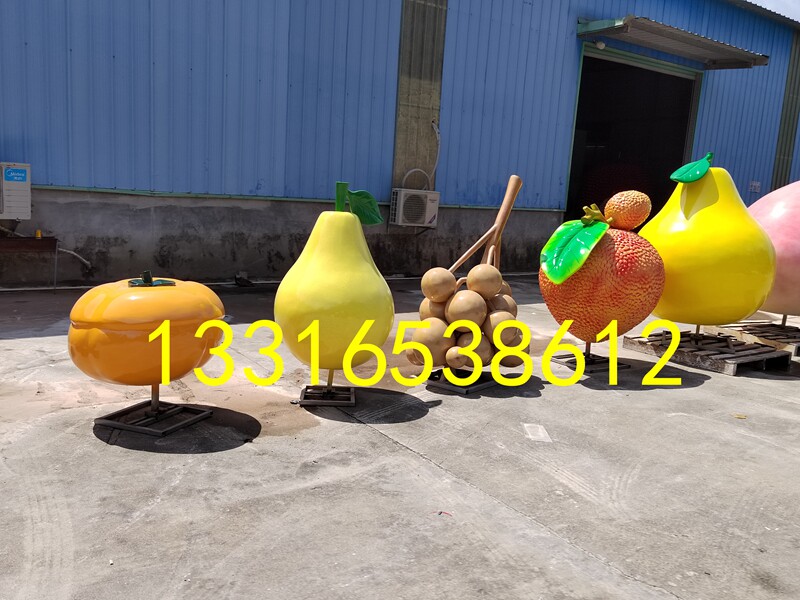 桂林恭城柿子节吉祥物玻璃钢尖柿子蜜柚桃子雕塑荔枝卡通人物摆件