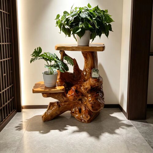 根雕花架实木树根摆件鱼缸底座