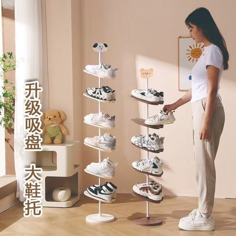 免打孔吸盘旋转多层门口鞋架
