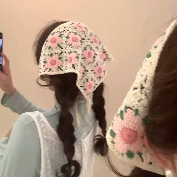 春秋韩版头戴三角巾多巴胺头巾甜美少女风头饰束发带网红同款