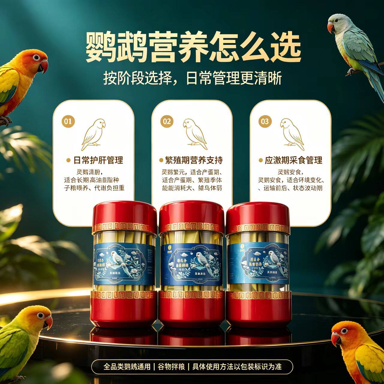 宠物鹦鹉健脾护肝营养调理三瓶装