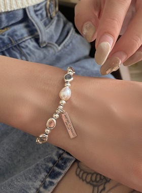 巴洛克纯银珍珠手链女夏季ins风小众轻奢高级感不掉色闺蜜礼物潮