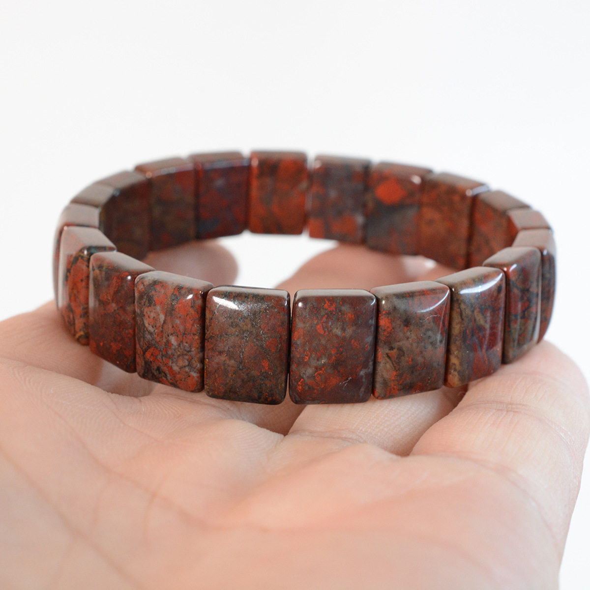 鸡血石手牌手串天然石红伊丁手链外贸爆款货源