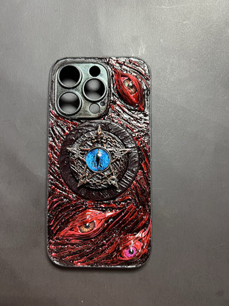 原创暗黑克苏鲁亚文化气囊磁吸支架小众恶魔眼睛二次元克系iphone5promax手机壳iphone3promax防摔壳16保护套